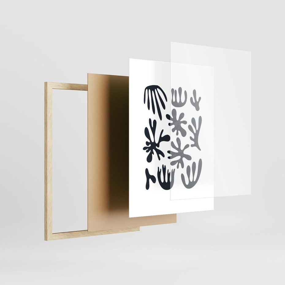 Plakat w ramie 30x40 - Rozmyte Granice Wspomnień - inspiracja mattise, abstrakcja - rama drewno