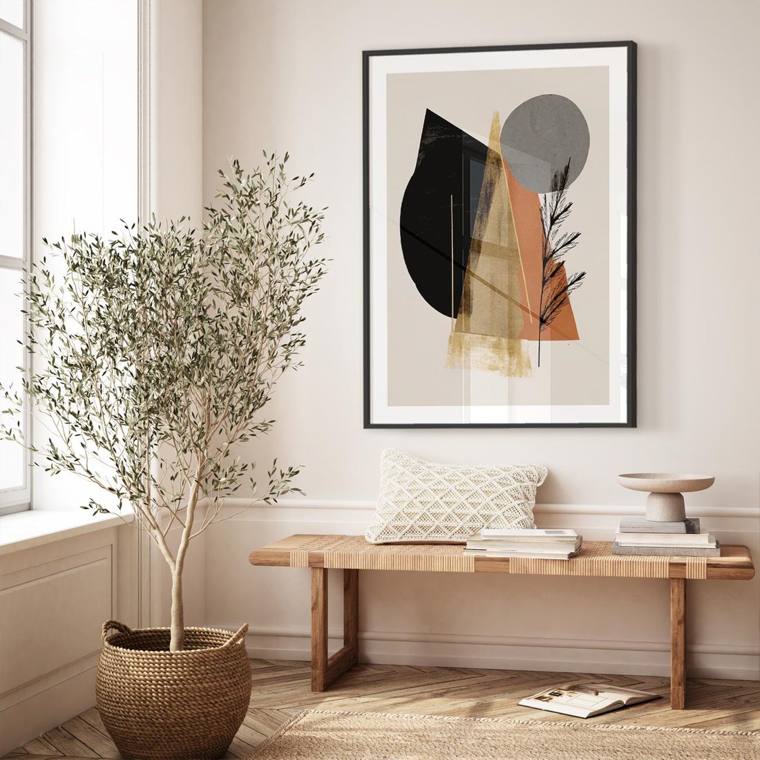 Plakat w ramie 40x50 - Wibracje Barw Ziemi - abstrakcyjny obraz, dziwne formy - rama czarna