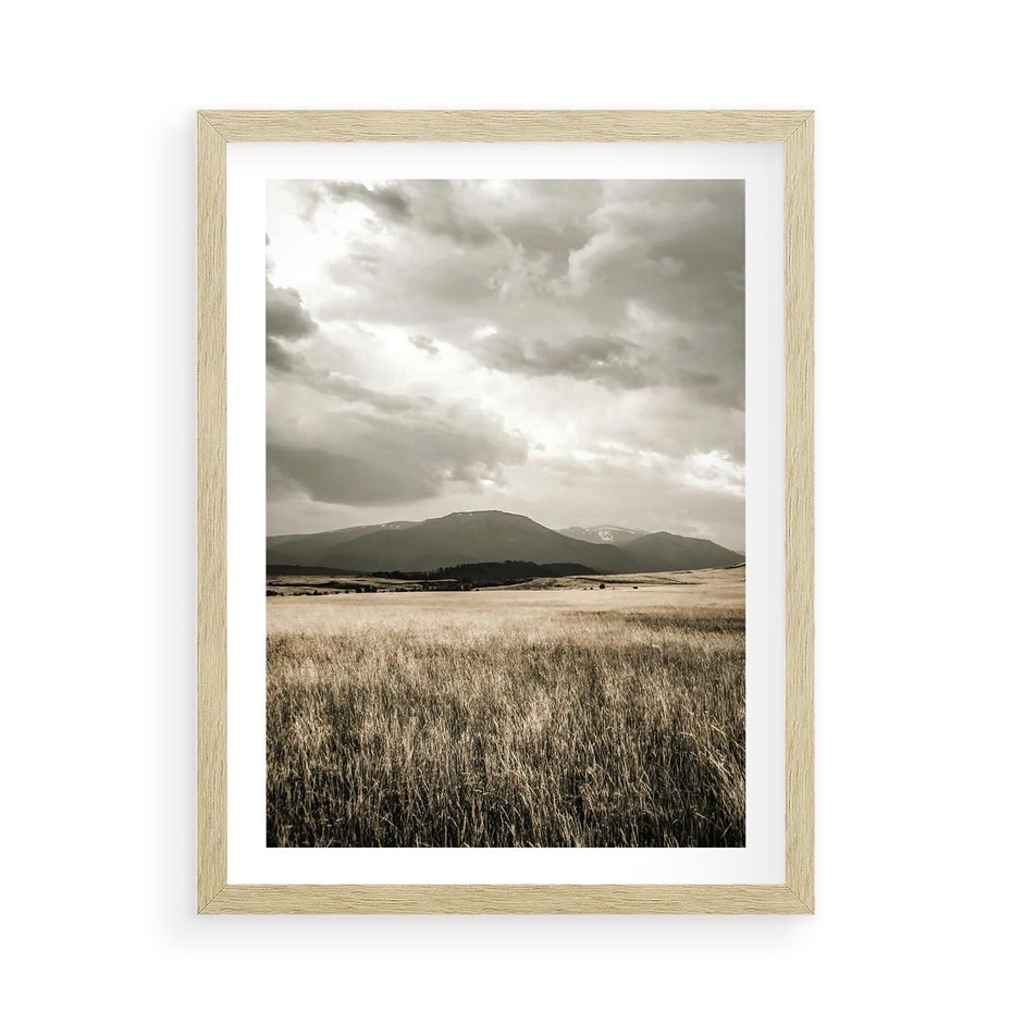 Plakat w ramie 50x70 - Nostalgiczny Krajobraz - pole, krajobraz - rama drewno