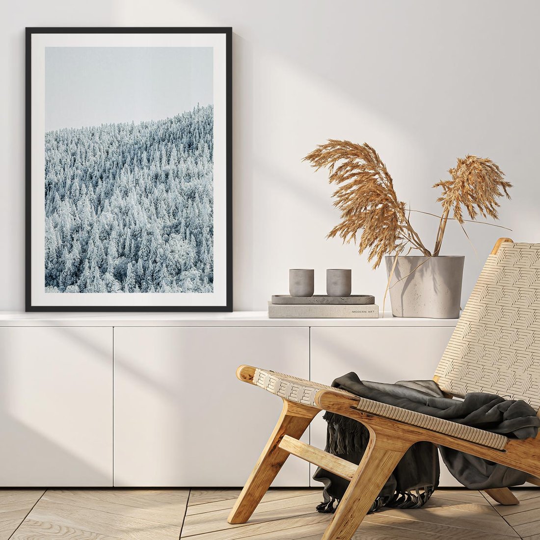 Plakat w ramie 40x50 - Cicha Zima - las, zima - rama czarna
