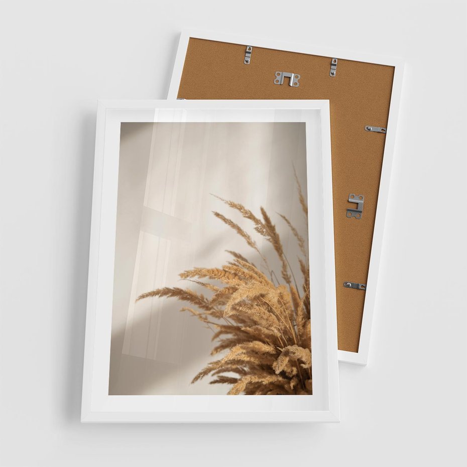 Plakat w ramie 50x70 - Swobodne trawy boho - boho, suche - rama biała