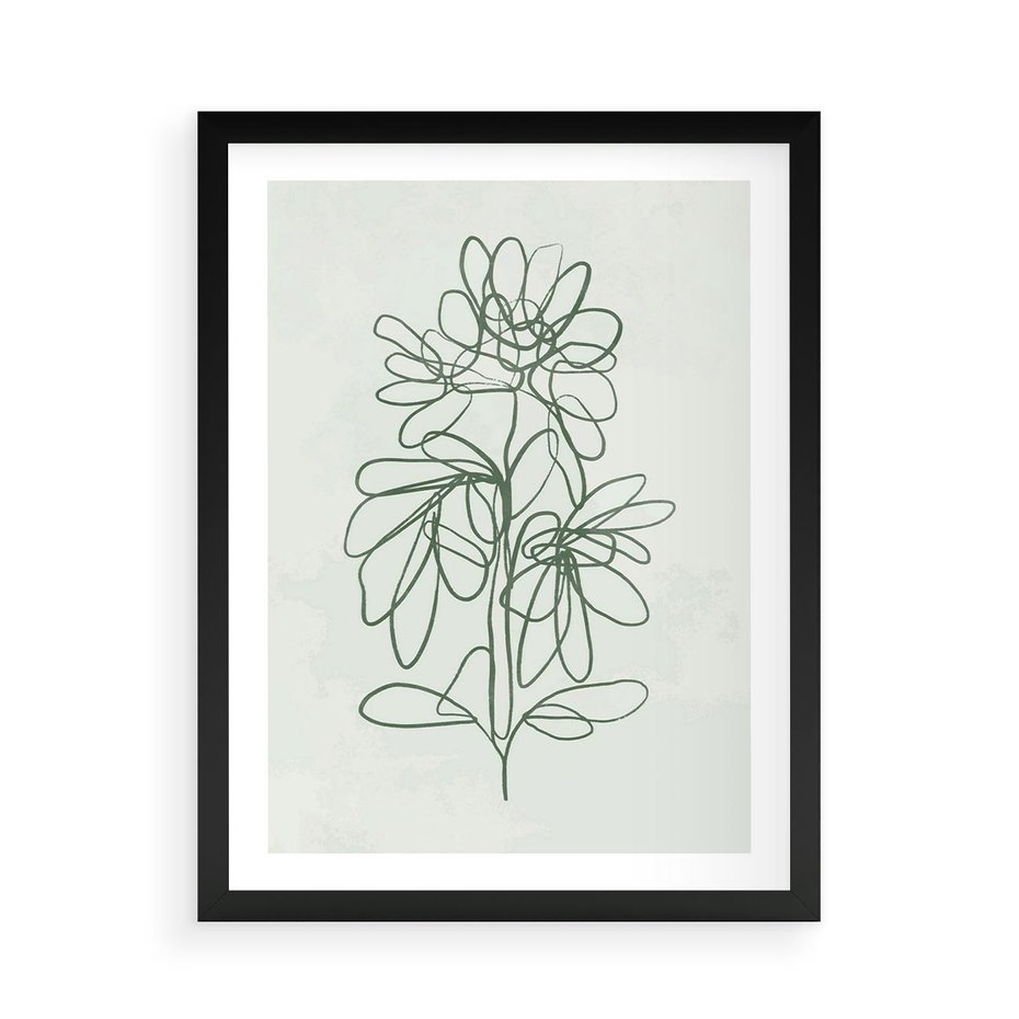 Plakat w ramie 50x70 - Spokojne Poddanie Naturze - zielony plakat, roślinne inspiracje - rama czarna