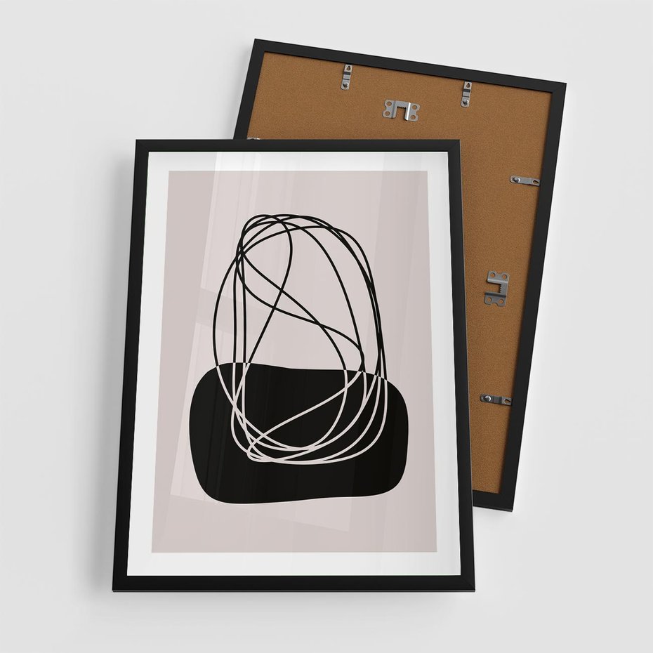 Plakat w ramie 50x70 - Linie Eksploracji - abstrakcyjne szkicowane linie, minimalizm - rama czarna