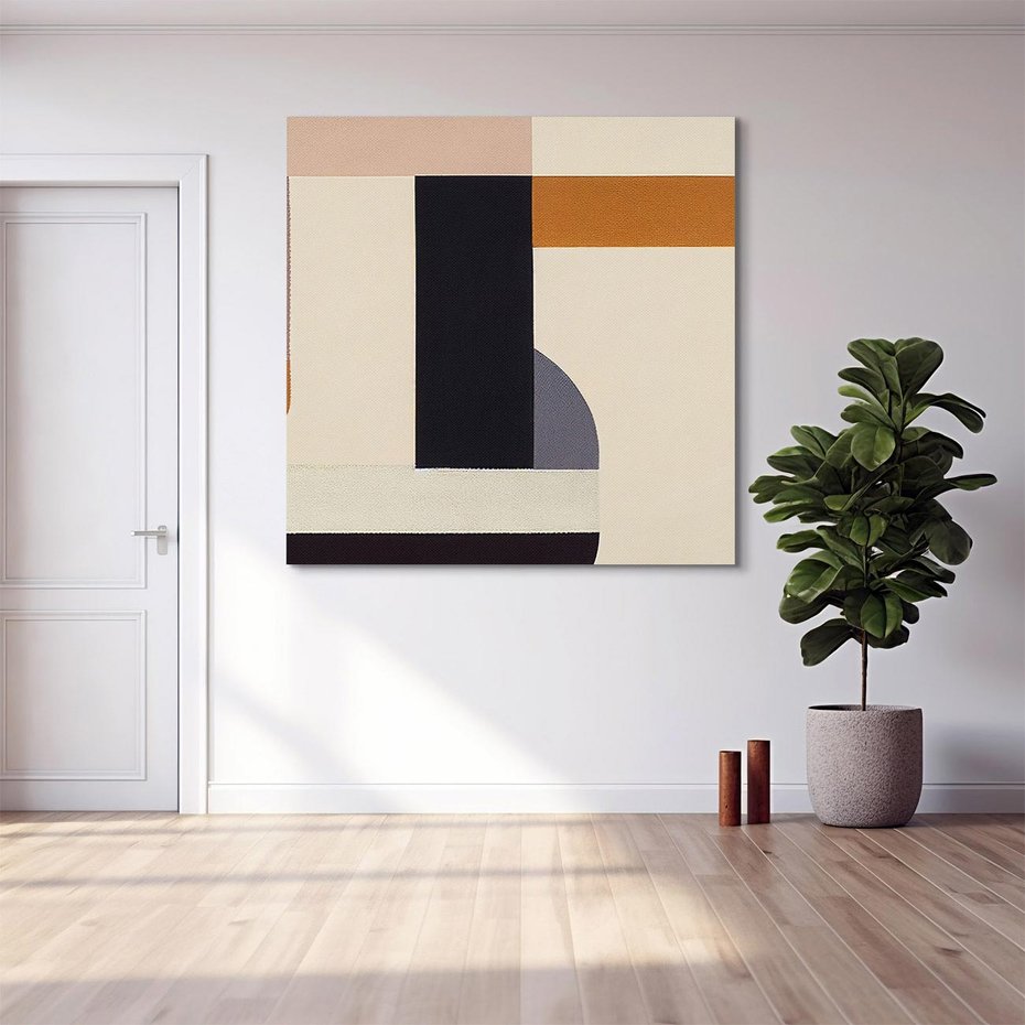 Obraz na płótnie 80x80 - Nowoczesne Brązy - geometryszne pasy, nowoczesny styl