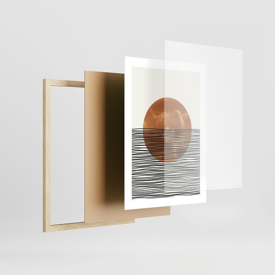 Plakat w ramie 30x40 - Okrąg Mocy - boho obraz, geometria - rama drewno