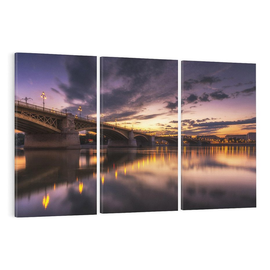 Obraz na płótnie 120x80 - Most nocą - Miasto nad rzeką - most, noc