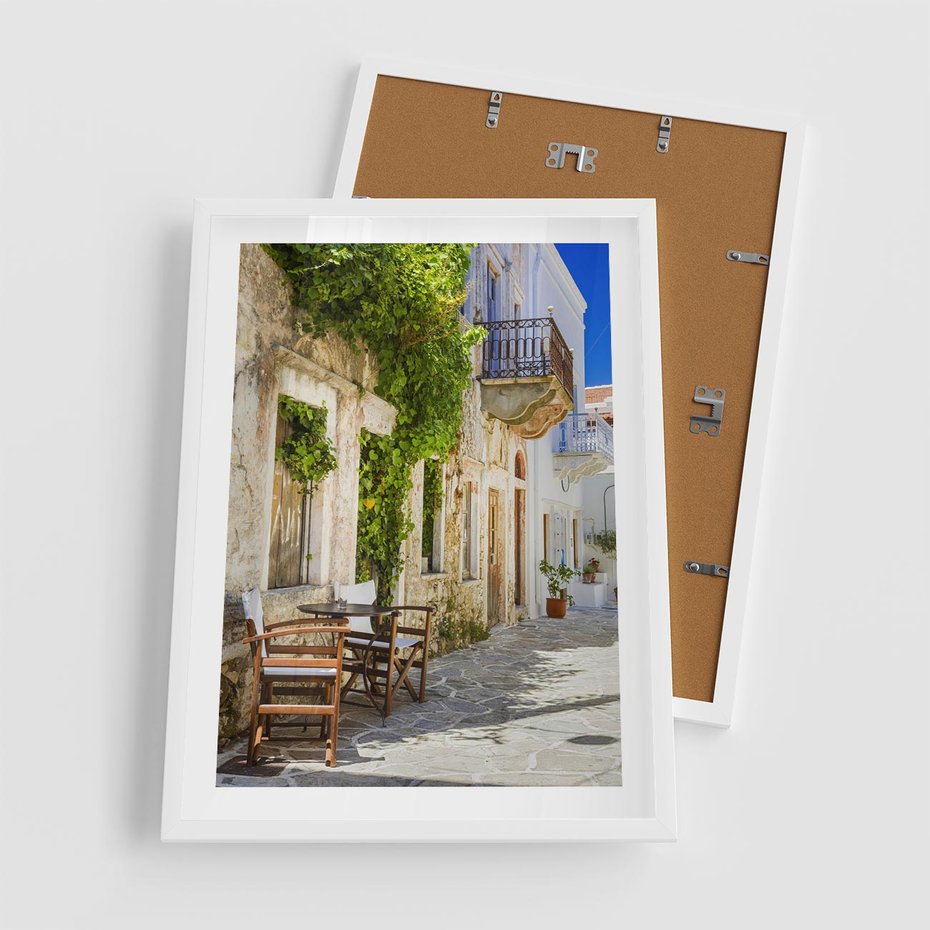 Plakat w ramie 50x70 - Zaklęta Przestrzeń - uliczka, perspektywa - rama biała