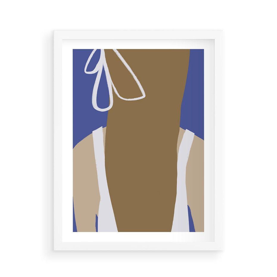 Plakat w ramie 50x70 - Kobieca Inspiracja - plakat retro, kobieta z kokardą - rama biała