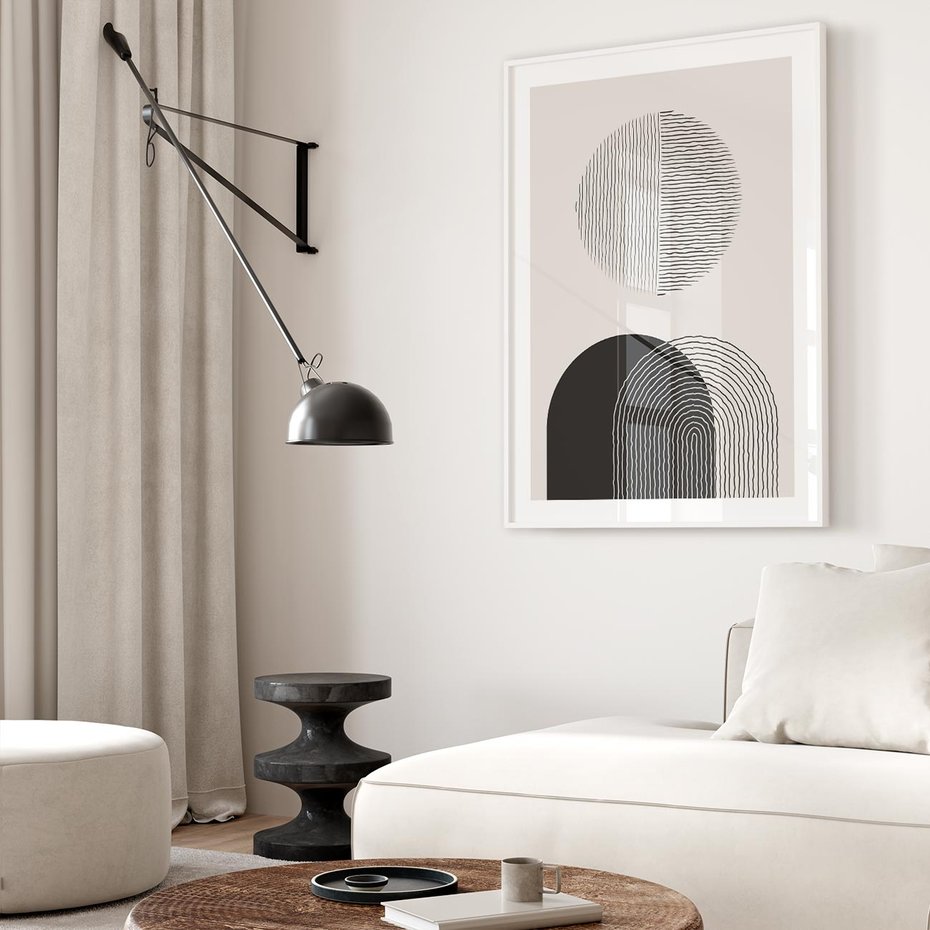 Plakat bez ramy 21x30 - Przenikająca Rzeczywistość - abstrakcyjna kompozycja, okręgi i półokręgi