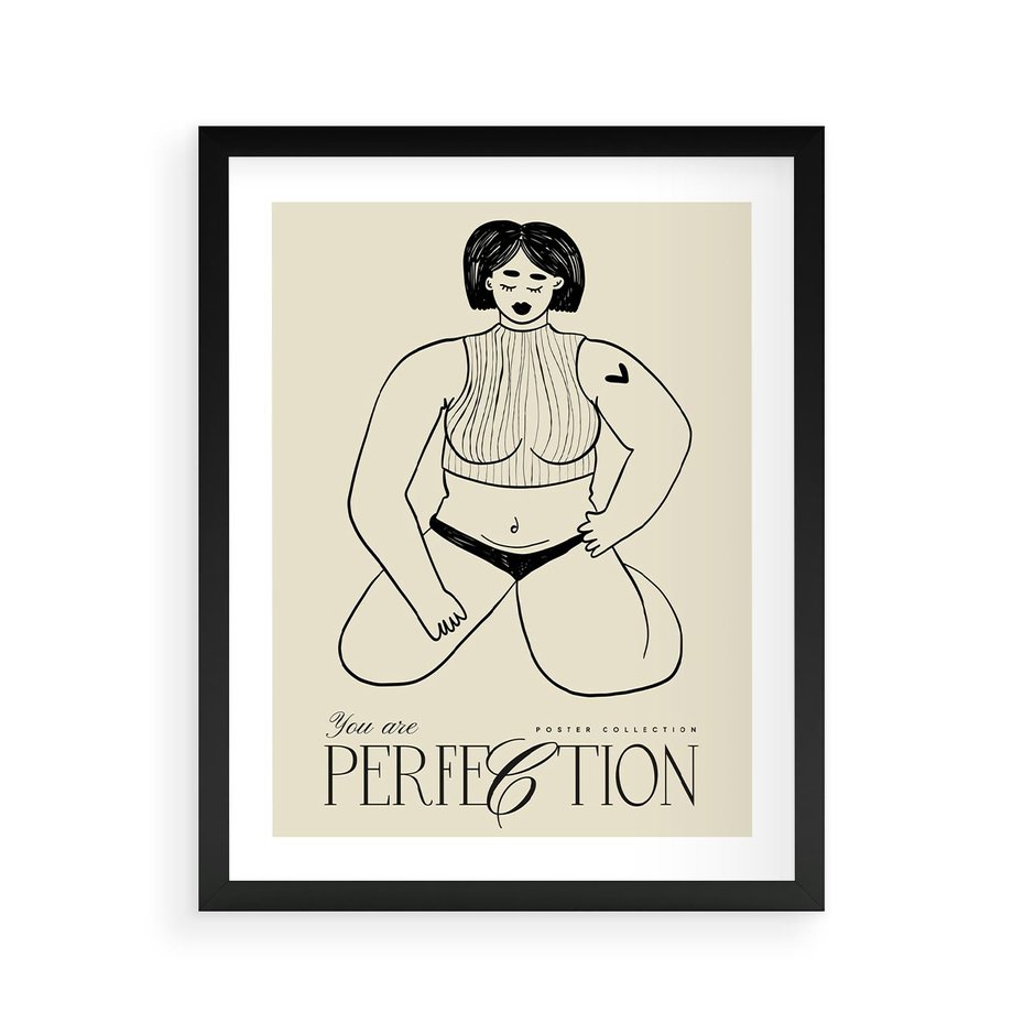 Plakat w ramie 40x50 - Refleksje Przejmujących Myśli - rysunek, plakat - rama czarna