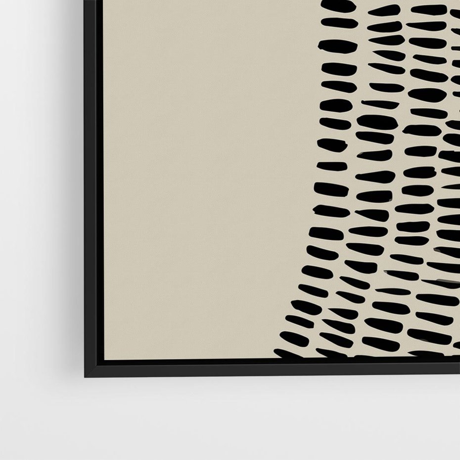 Obraz w ramie 50x50 - Migotliwa Innowacyjna Ekspresja - boho plakat, czarne kropki kreski - rama czarna