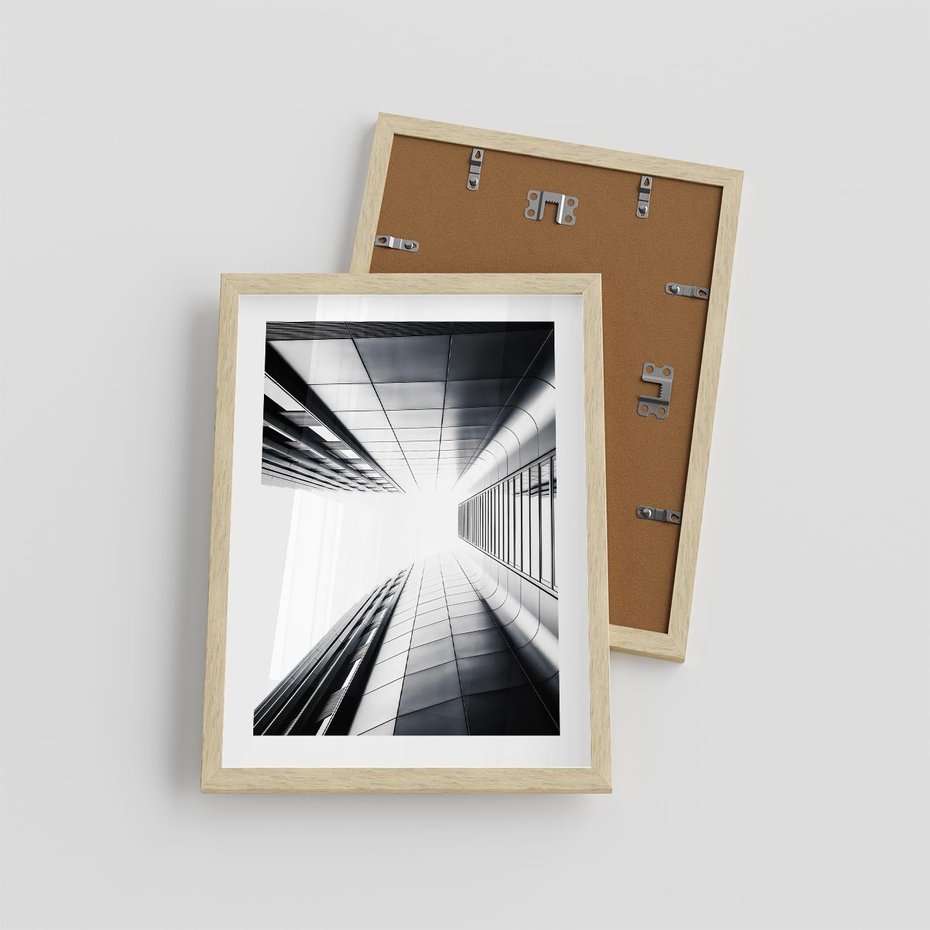 Plakat w ramie 30x40 - Architektura o Prostych Formach - architektura, proste formy - rama drewno
