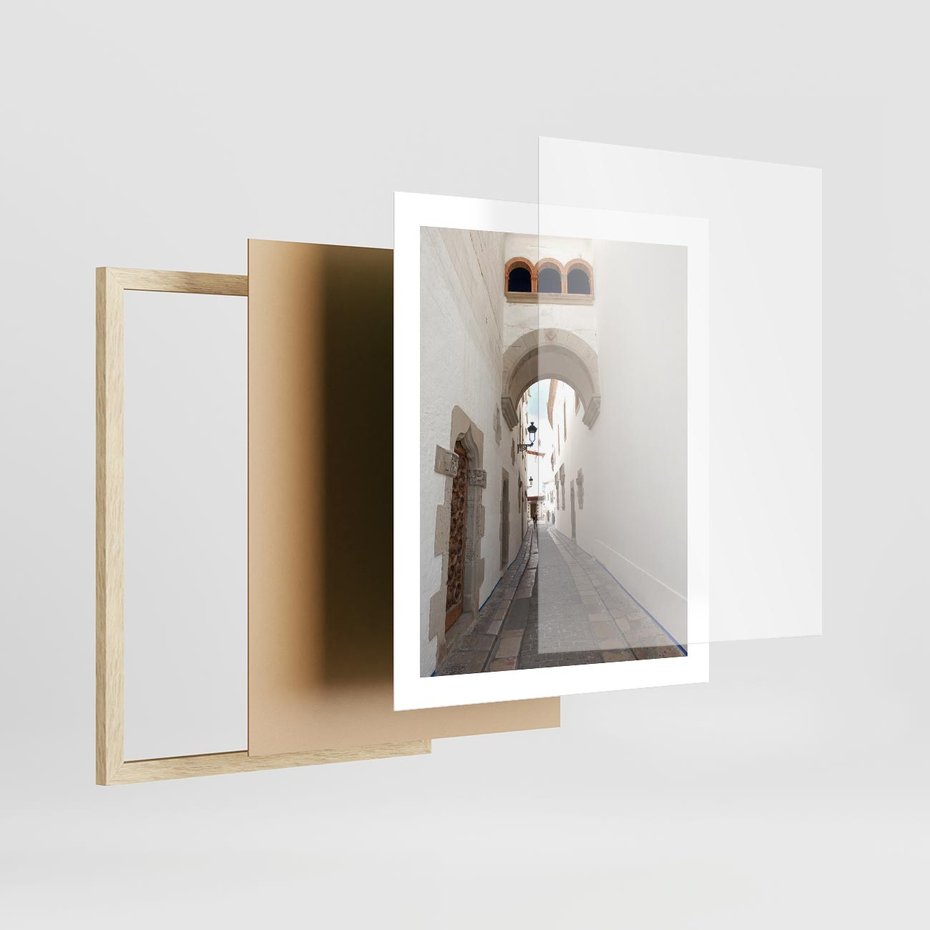 Plakat w ramie 40x50 - Perspektywiczna Magia Uliczki - uliczka, perspektywa - rama drewno