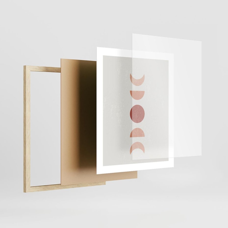 Plakat w ramie 40x50 - Mistyka Boho - boho plakat, beże brązy - rama drewno