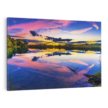 Obraz na płótnie 70x50 - Magiczny zachód słońca nad jeziorem - zachód, słońca