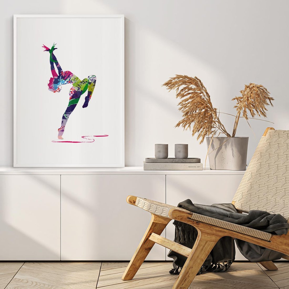 Plakat w ramie 30x40 - Taniec w akwareli - taniec, akwarela - rama biała