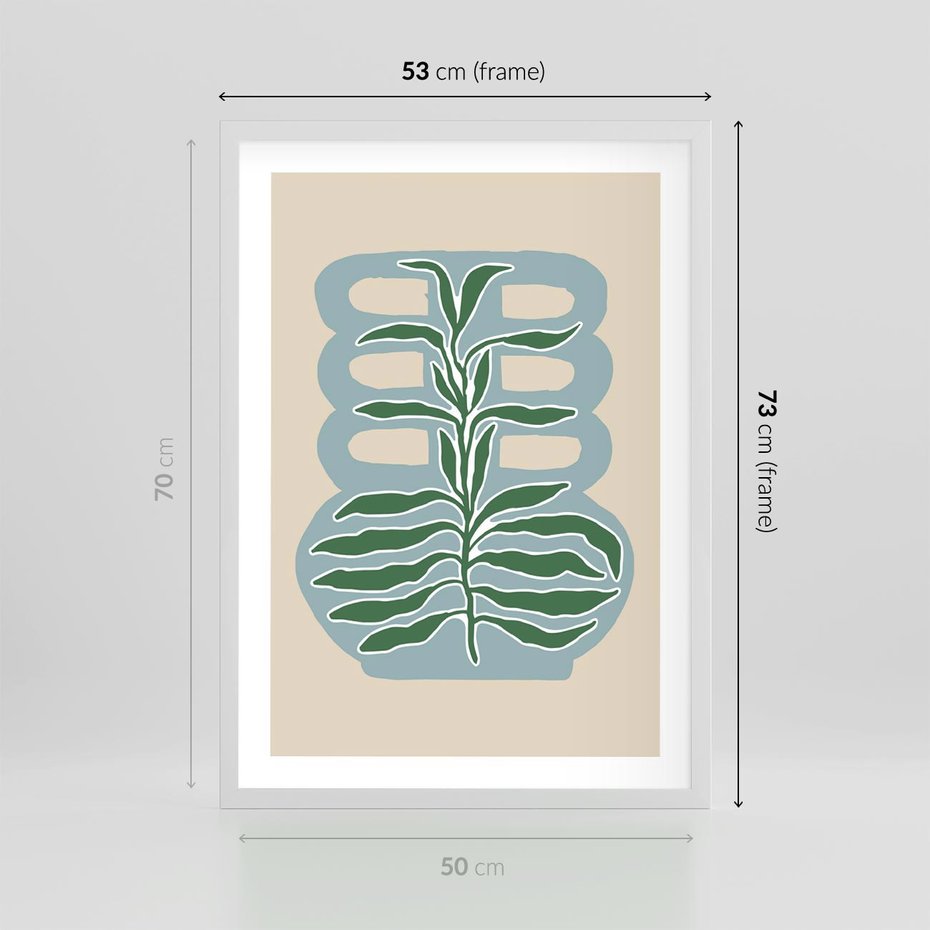 Plakat w ramie 50x70 - Wewnętrzne Spektrum - boho styl, wazon - rama biała