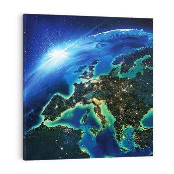 Obraz na płótnie 60x60 - Kosmiczna podróż: piękno Ziemi - kosmos, ziemia