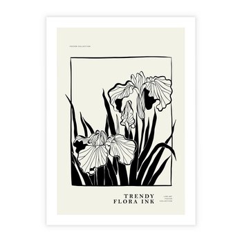 Plakat bez ramy 21x30 - Spojrzenia na szkicowaną przeszłość - kwiaty, typografia