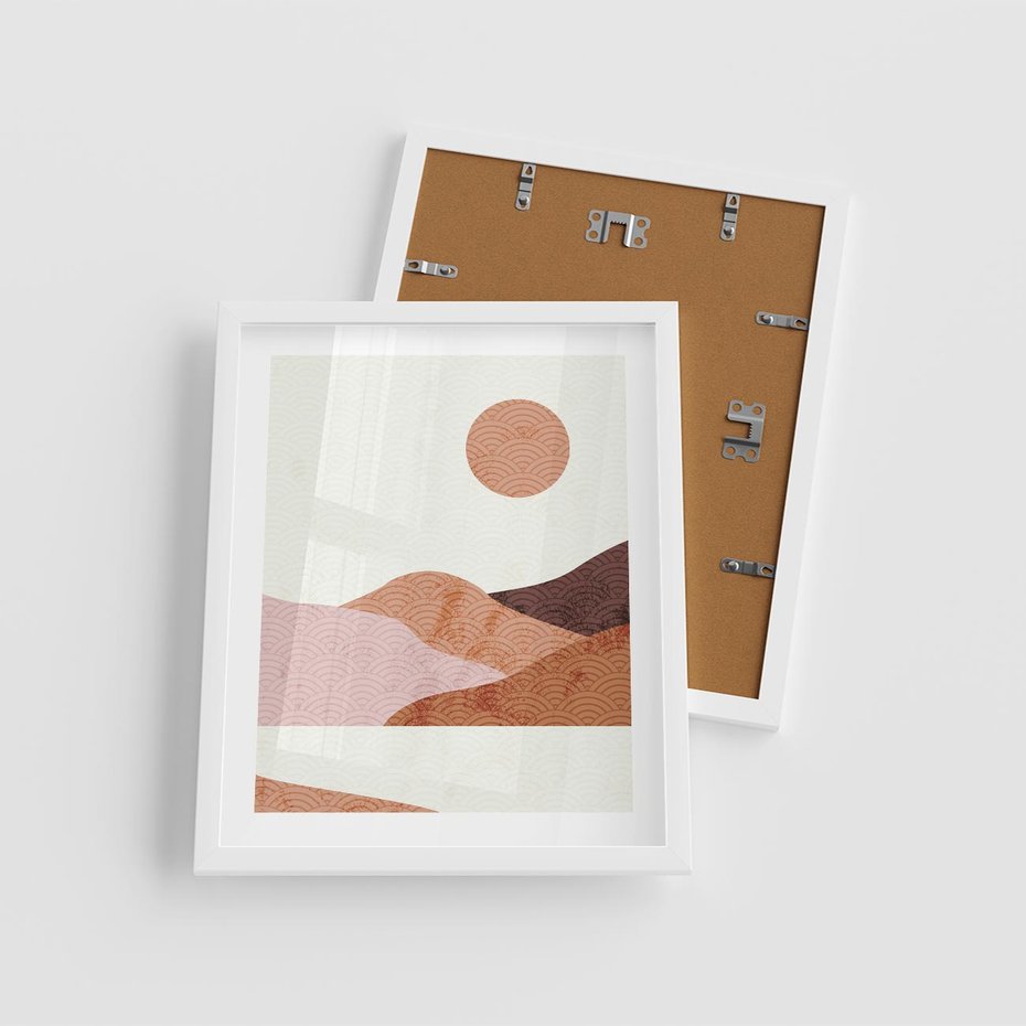 Plakat w ramie 40x50 - Górskie Wzory - nowoczesna sztuka, góry - rama biała