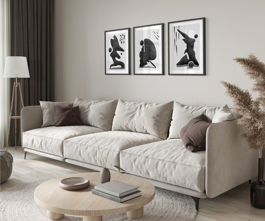 Zestaw obrazy w ramie 30x40 galeria - Nowoczesne, minimalistyczne, grafiki - rama czarna