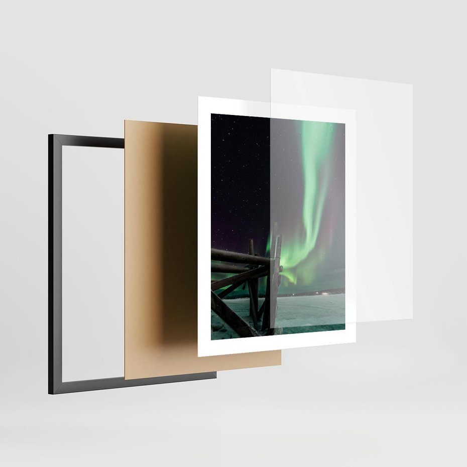 Plakat w ramie 40x50 - Zorza polarna w tajemniczej nocnej przestrzeni - zorza, polarna - rama czarna