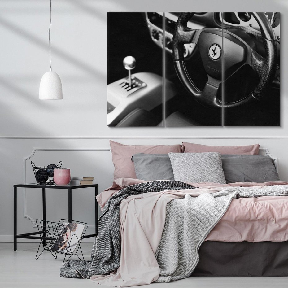 Obraz na płótnie 120x80 - Ferrari wnętrze pełne mocy - Ferrari, wnętrze