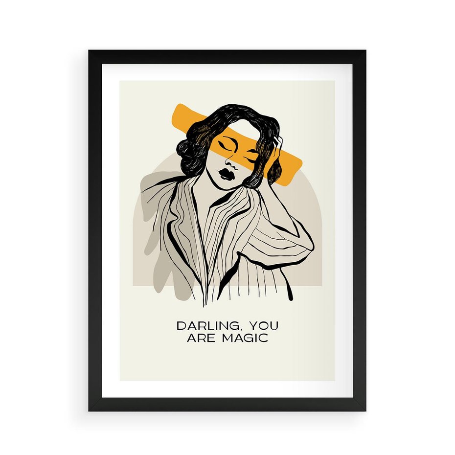 Plakat w ramie 50x70 - Sztuka Kobiecej Osobowości - nowoczesna grafika, kobieta - rama czarna