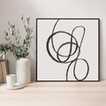 Obraz w ramie 50x50 - Migotliwa Kreatywność - abstrakcyjne szkicowane linie, minimalizm - rama czarna