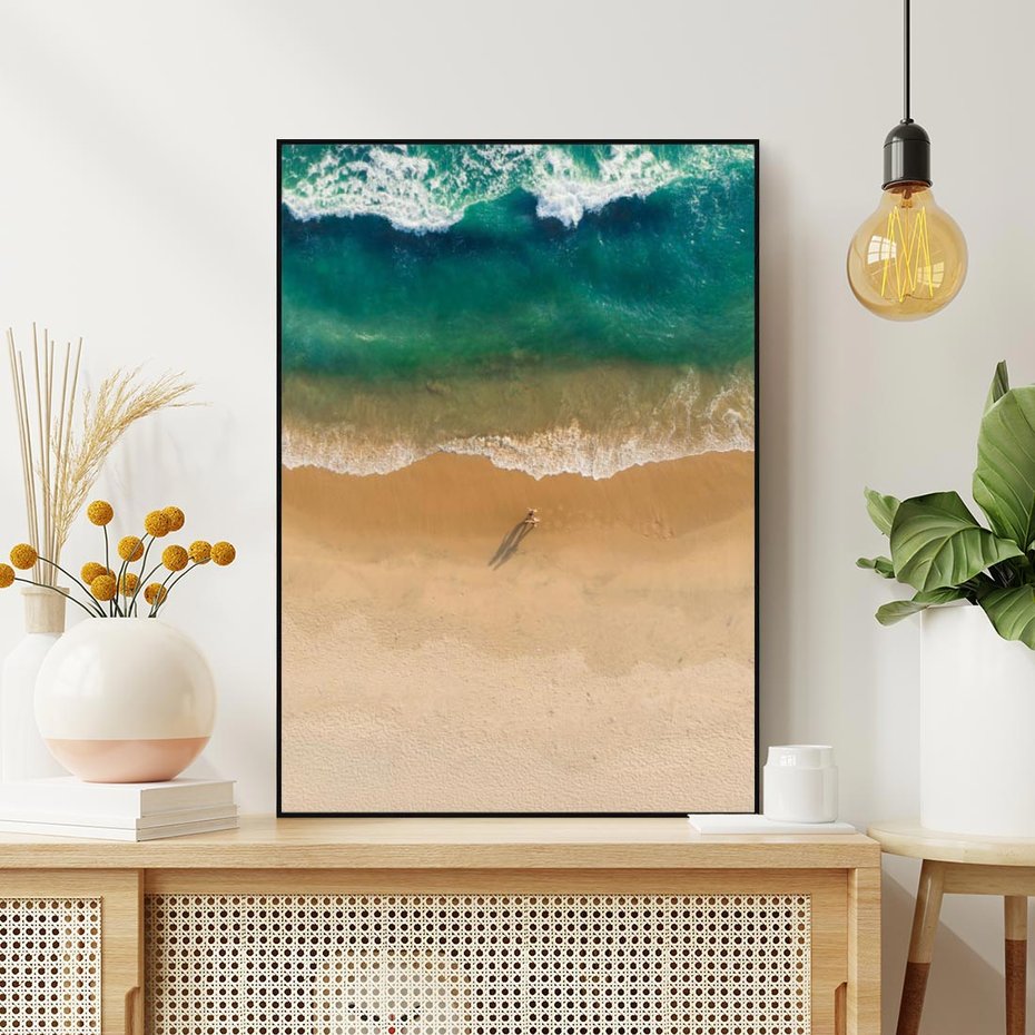 Obraz w ramie 50x70 - Oaza Relaksu - plaża, morze - rama czarna