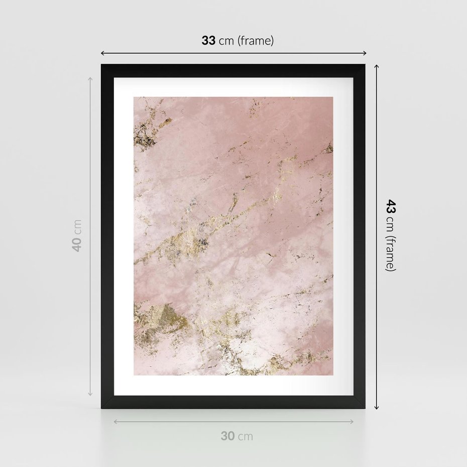 Plakat w ramie 30x40 - Piękno w Szczegółach - marmur, złoto - rama czarna