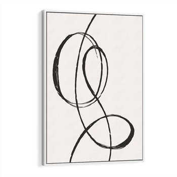 Obraz w ramie 70x100 - Zaklęte Linie - abstrakcyjne szkicowane linie, minimalizm - rama biała