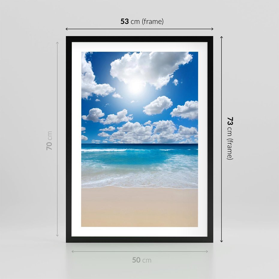Plakat w ramie 50x70 - Wakacyjna plaża - plaża, wakacje - rama czarna