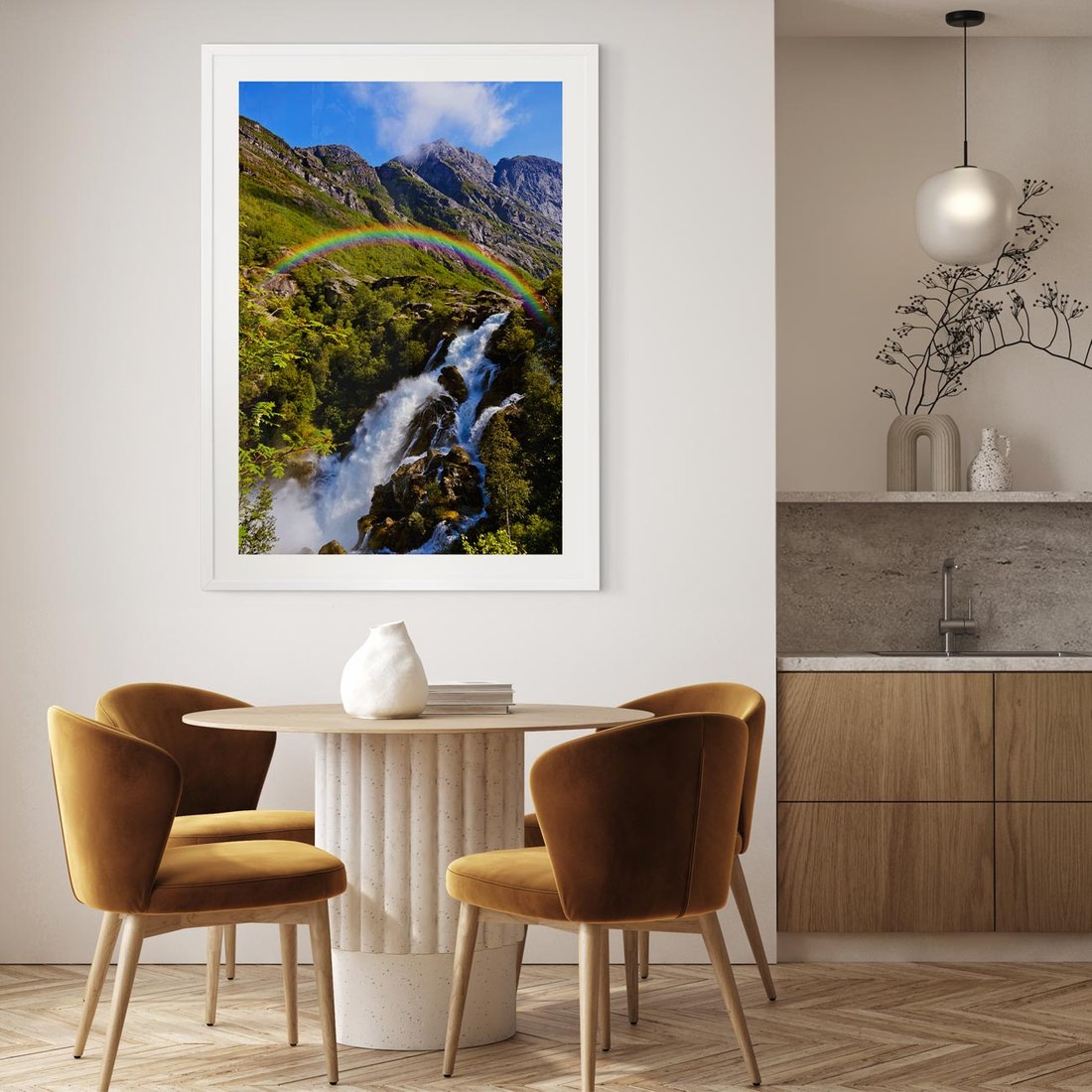 Plakat bez ramy 40x50 - Tęczowe góry - harmonia kolorów - tęcza, góry