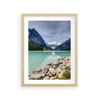 Plakat w ramie 30x40 - Górskie jezioro - spokój i piękno - jezioro, górskie - rama drewno