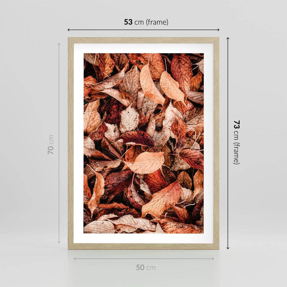 Plakat w ramie 50x70 - Magia Jesiennej Ziemi - liście, jesień - rama drewno
