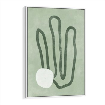 Obraz w ramie 80x120 - Spokojne Kształty Natury - zielona abstrakcja, zgaszona zieleń - rama biała