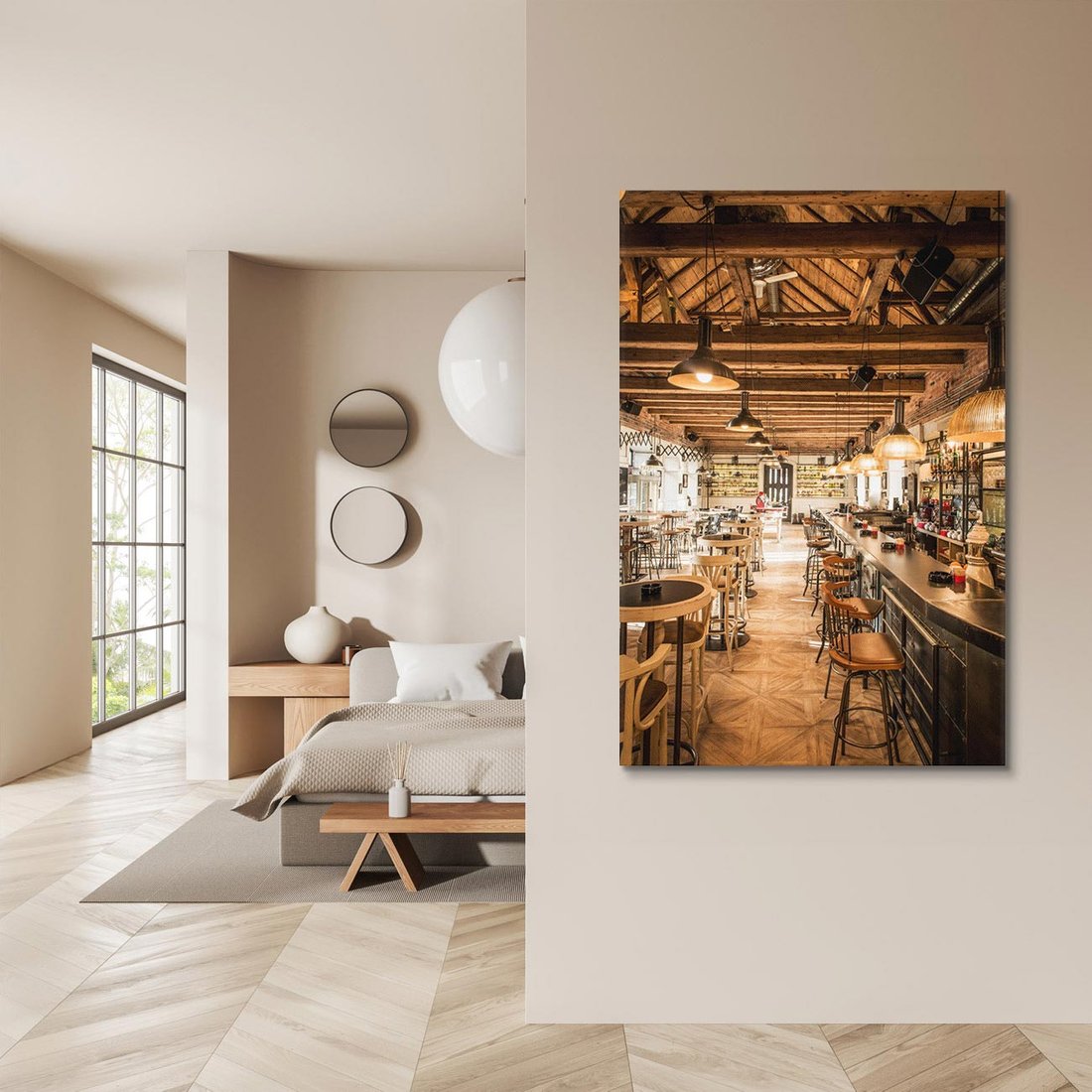 Obraz na płótnie 70x100 - Smak i styl - restauracja, architektura