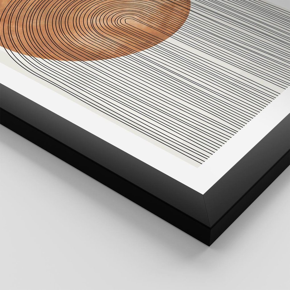 Plakat w ramie 30x40 - Konturem Kształtowane - koło, boho styl - rama czarna