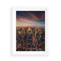 Plakat w ramie 50x70 - Miasto wieżowców w perspektywie - miasto, wieżowce - rama biała