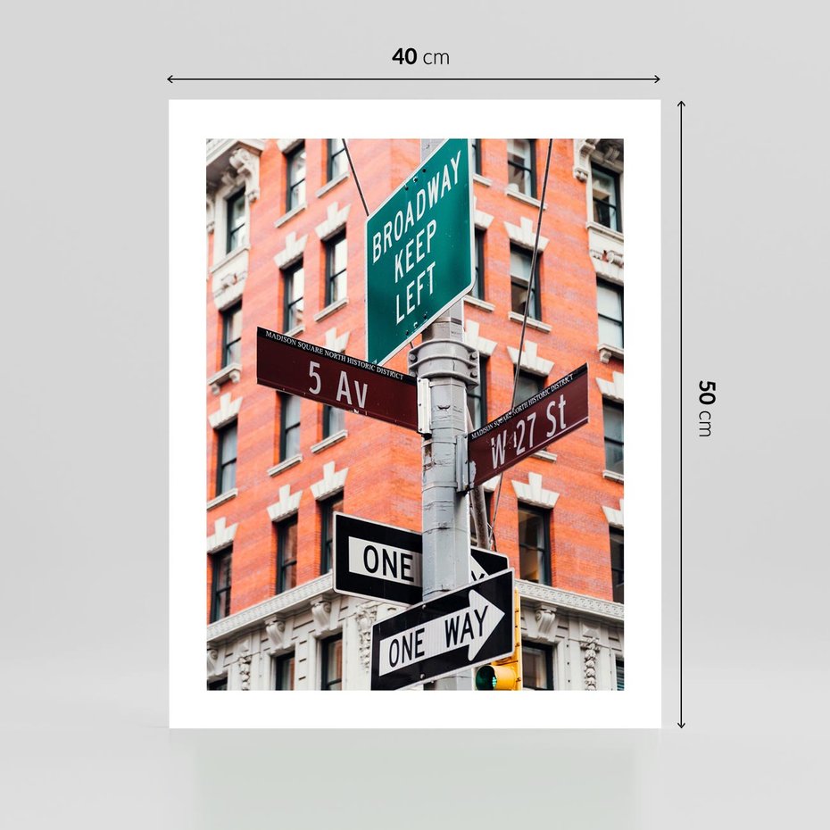 Plakat bez ramy 40x50 - Namiastka wielkiego miasta - Nowy Jork, drogowskaz