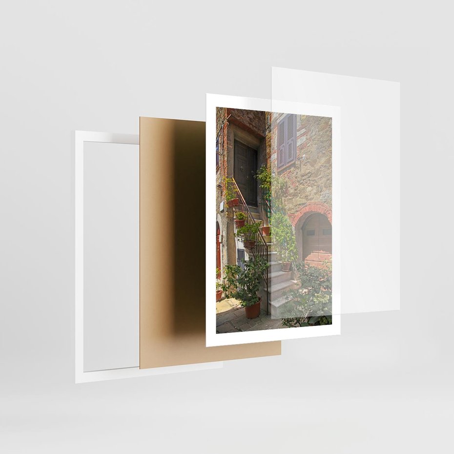 Plakat w ramie 50x70 - Wznies się na wyżyny - schody, perspektywa - rama biała