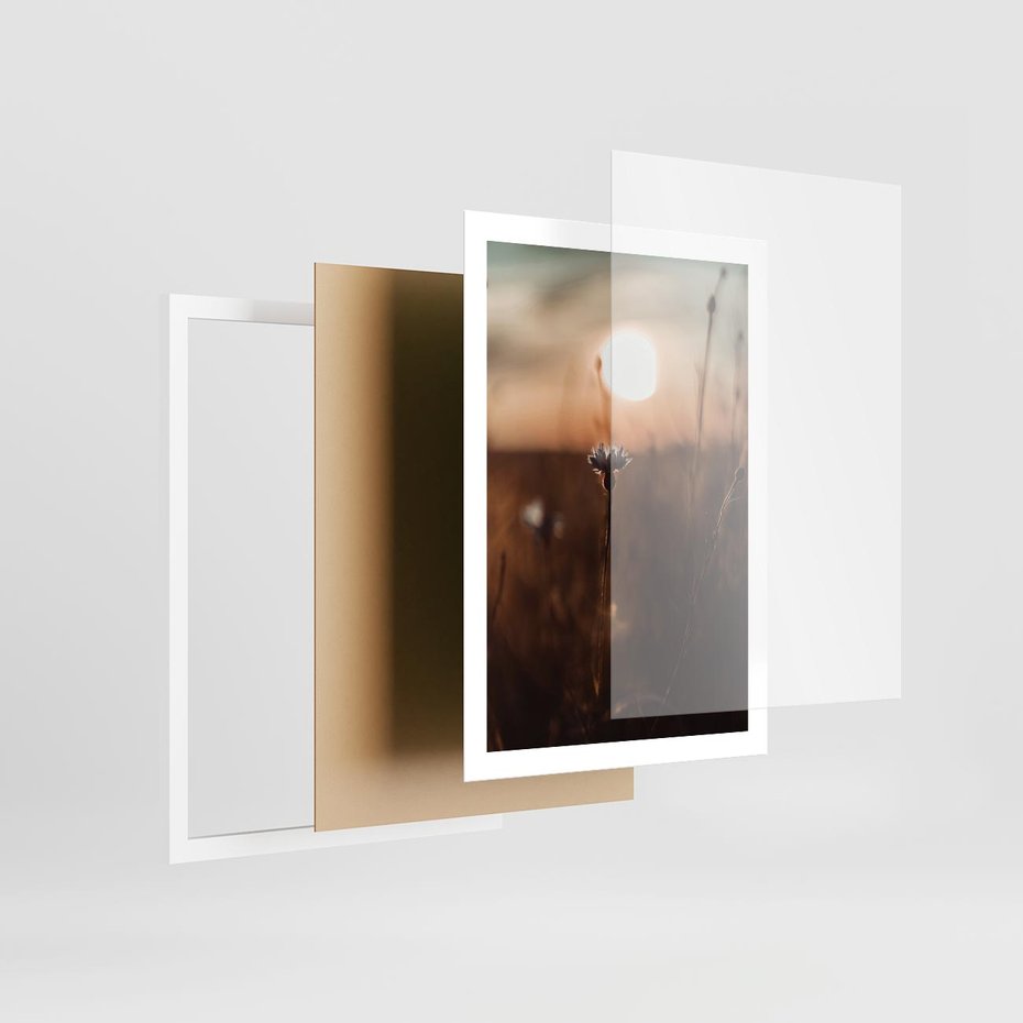 Plakat w ramie 50x70 - Spokój łąki pod zachodem słońca - zachód, słońca - rama biała