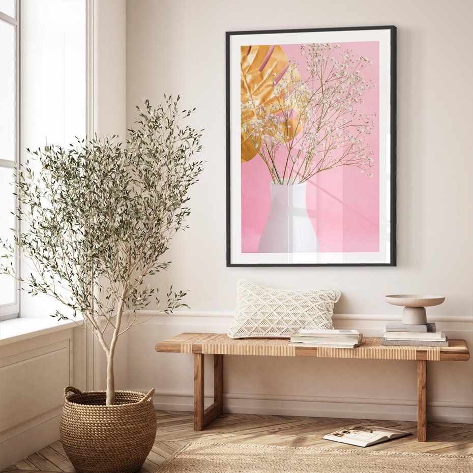 Plakat bez ramy 21x30 - Przyjemność Złotej Natury - złote, liście