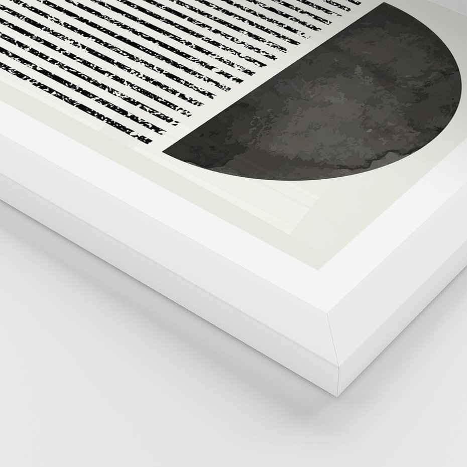 Plakat w ramie 30x40 - Taniec Impulsów - abstrakcyjne czarno białe formy, minimalizm - rama biała