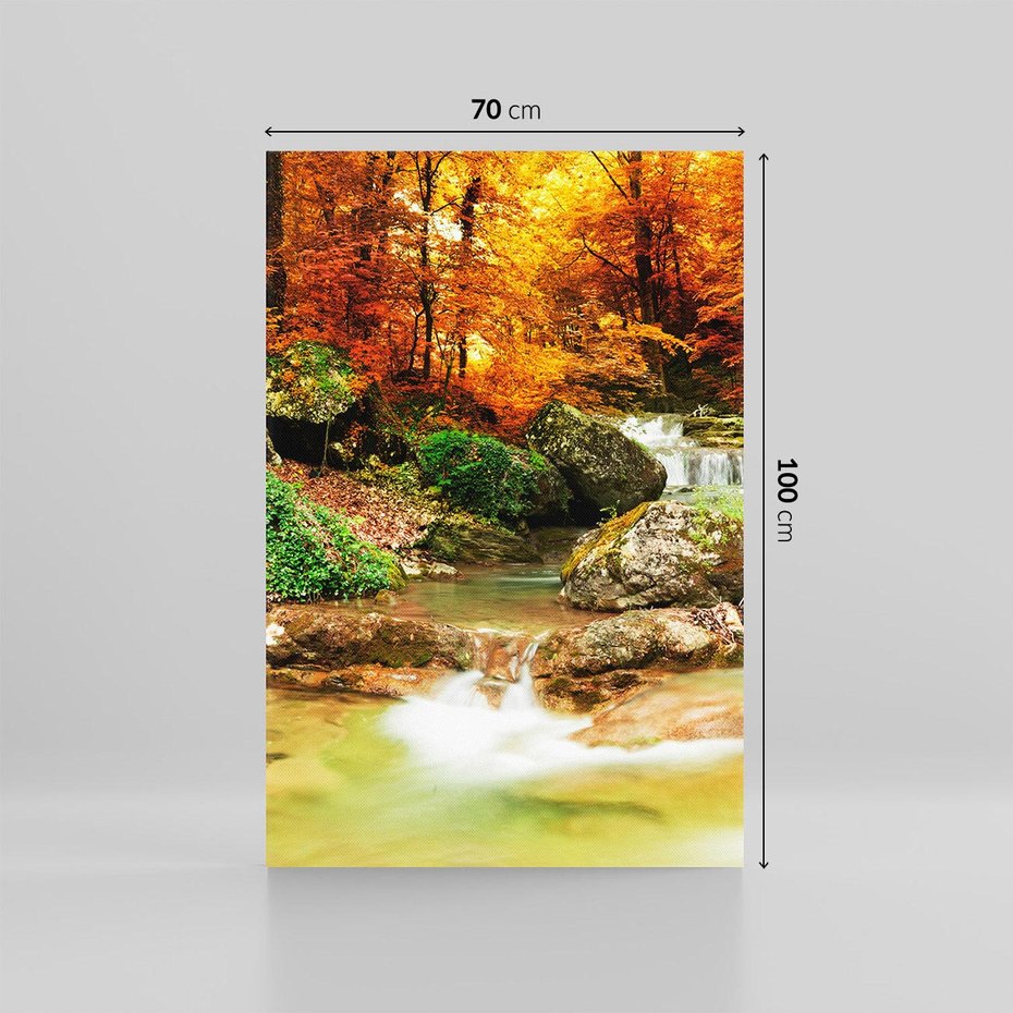 Obraz na płótnie 70x100 - Idylliczny las z bujnym strumykiem - las, drzewa