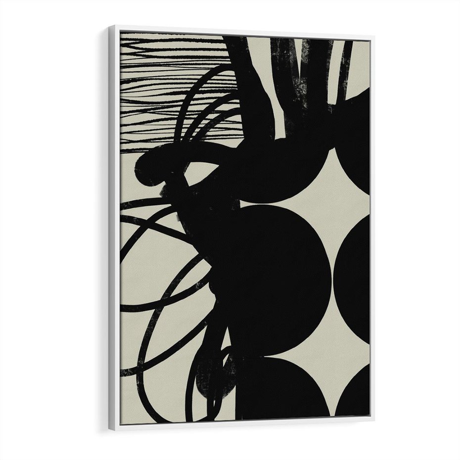 Obraz w ramie 80x120 - Modernistyczne Refleksje - abstrakcja, mroczny klimat - rama biała