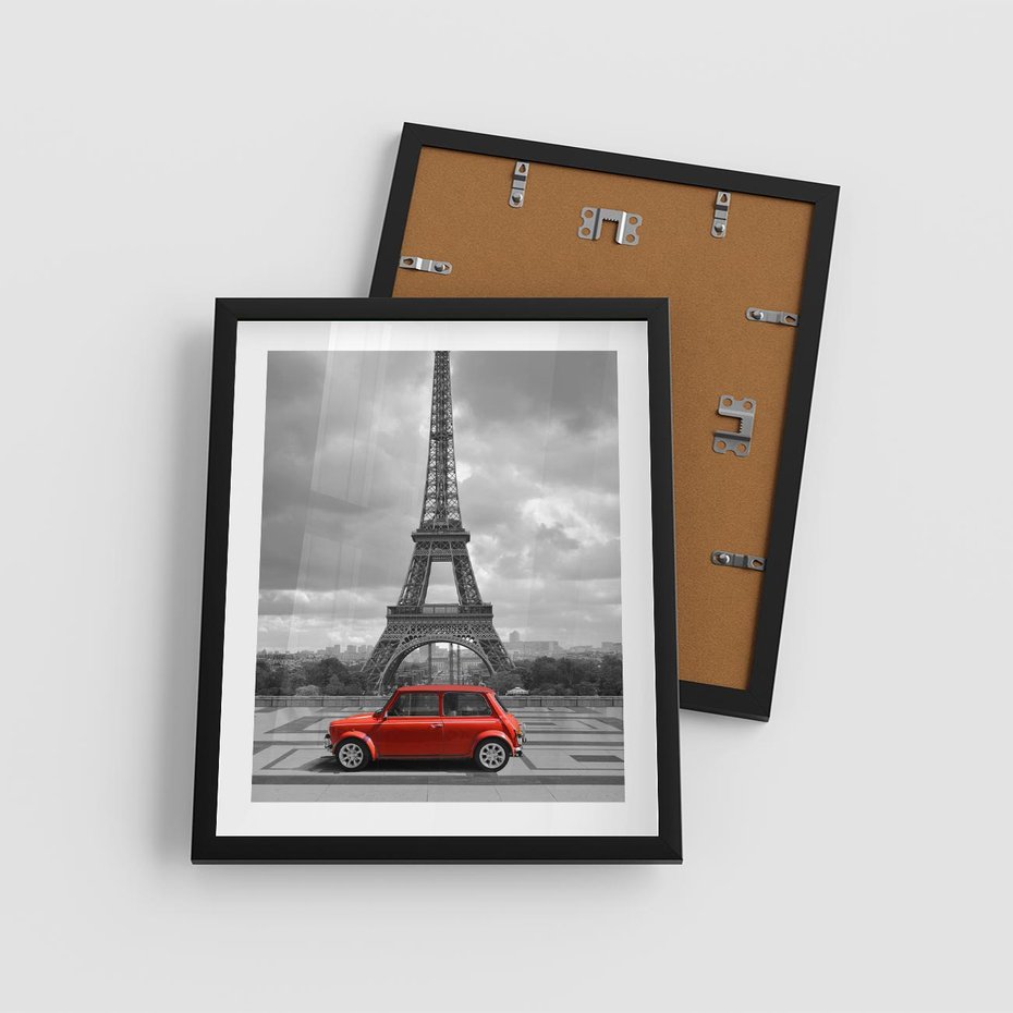 Plakat w ramie 40x50 - Paryż z wieżą Eiffla w tle - Paryż, Eiffla - rama czarna