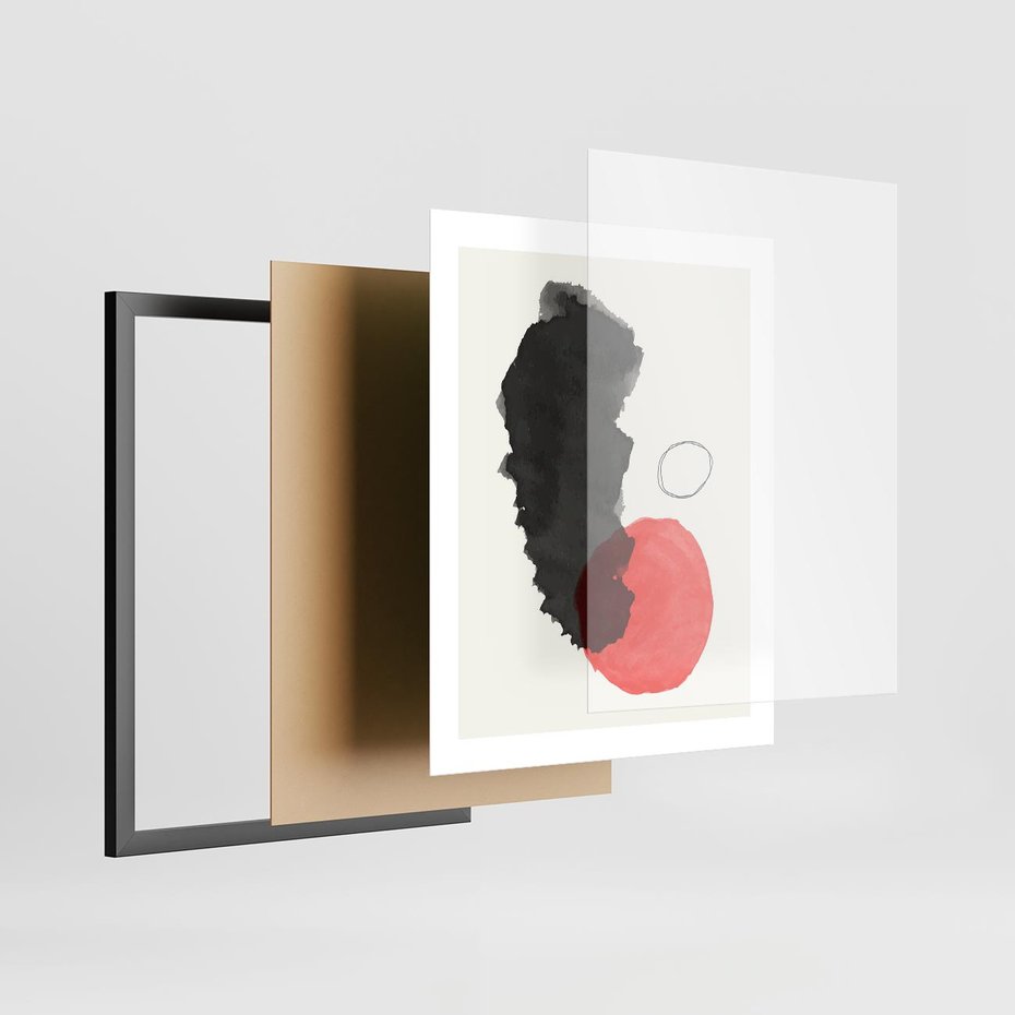 Plakat w ramie 40x50 - Wibracje Linii - abstrakcyjne nieregularne plamy, czarny - rama czarna