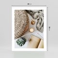 Plakat bez ramy 40x50 - Przytulna Kompozycja Lifestyle - kompozycja lifestyle, wiklina